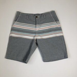 Aéropostale Pink and Gray Striped Chino‎ Shorts Size 31 Flat Front Cotton H115